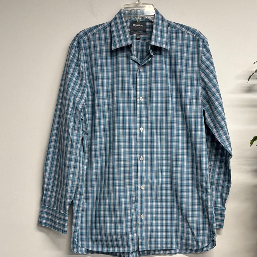 Bonobos Men's Teal Checkered Shirt